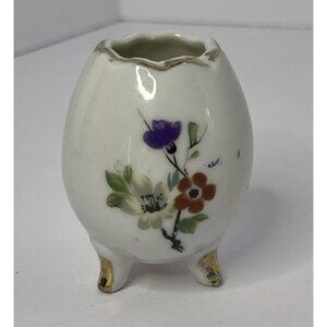 Vintage Japan Porcelain Egg Enesco Gold Trim Figurine Toothpick Holder Mini 2”